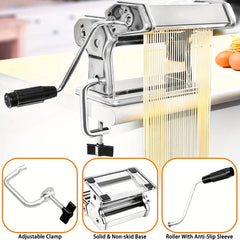 Adjustable Stainless Steel Pasta Maker with Hand Crank