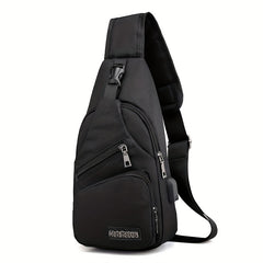 Men's Canvas Chest Bag USB Charging Outdoor Sports Travel