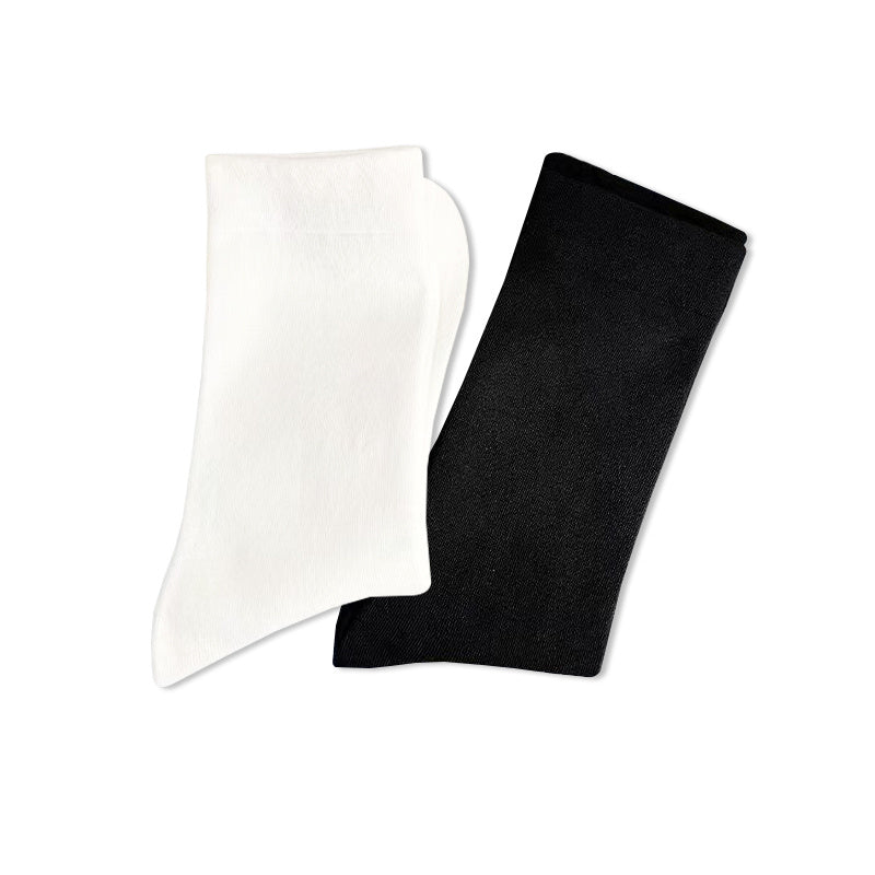 2 Pairs Solid Crew Socks Comfy & Breathable Women's Stockings
