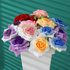 Creative Crochet Wool Eternal Flower Rose Handicrafts Unique Gift