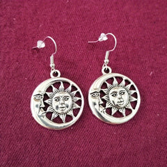 Alloy Hollow Moon Sun Earrings Moon Sun Pendant Earrings
