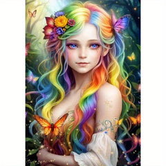 5D DIY Large Diamond Painting Butterfly Fairy Girl Pattern Set - Home Wall Decor