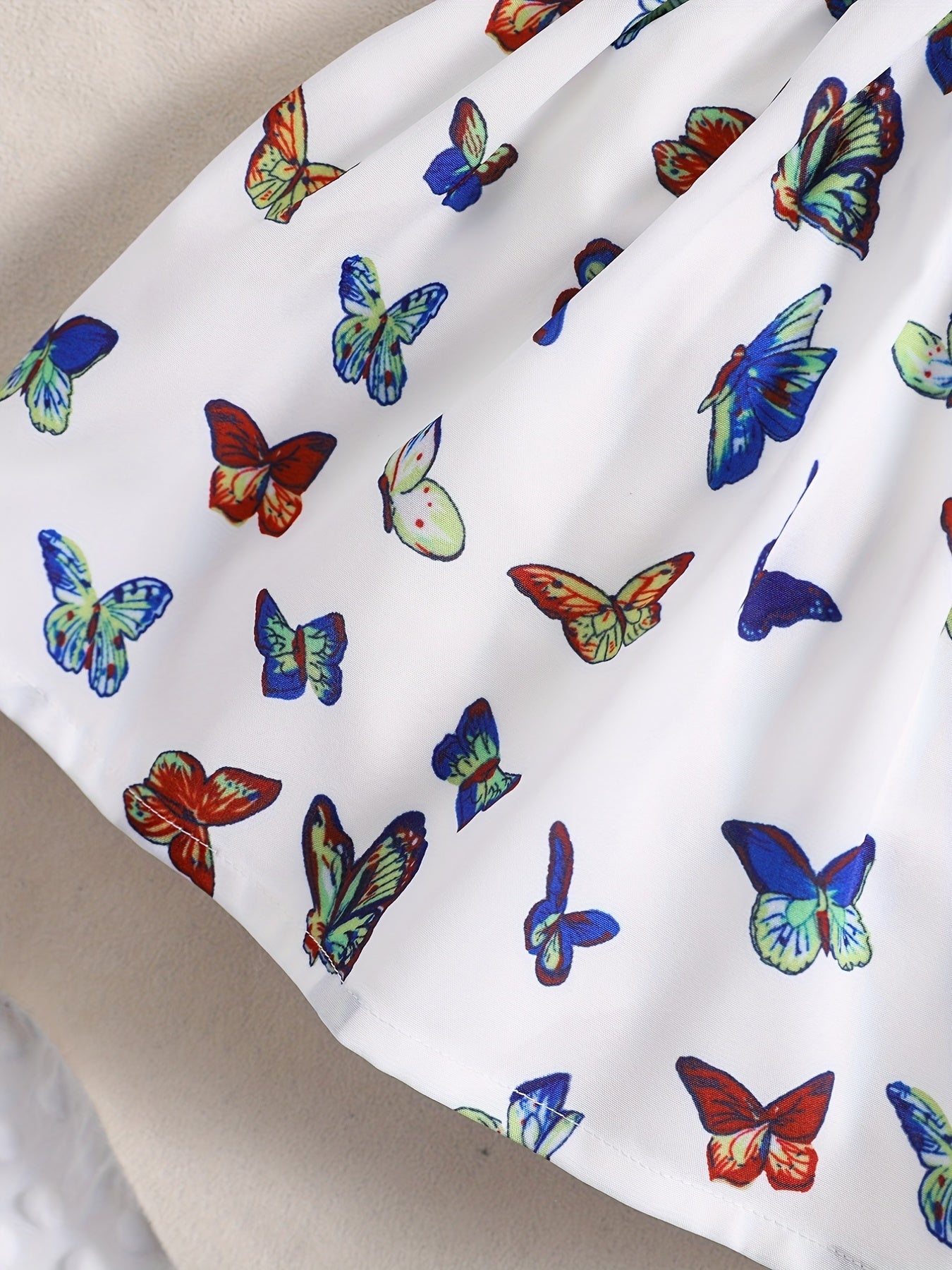 Baby Girls Butterfly Print Puff Sleeve Dress