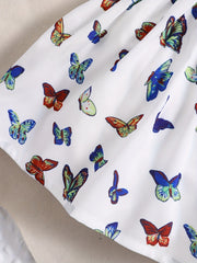 Baby Girls Butterfly Print Puff Sleeve Dress
