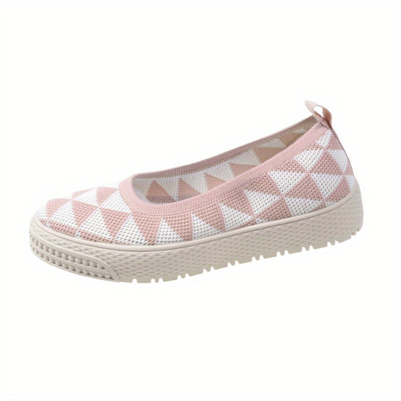 Women's Geometric Loafers Breathable Slip On Shoes Lightweight
