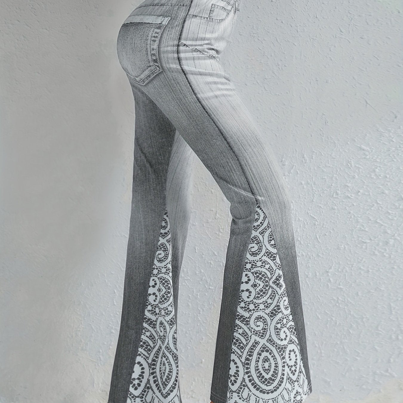 Floral Print High Waist Flare Leg Pants