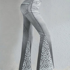 Floral Print High Waist Flare Leg Pants