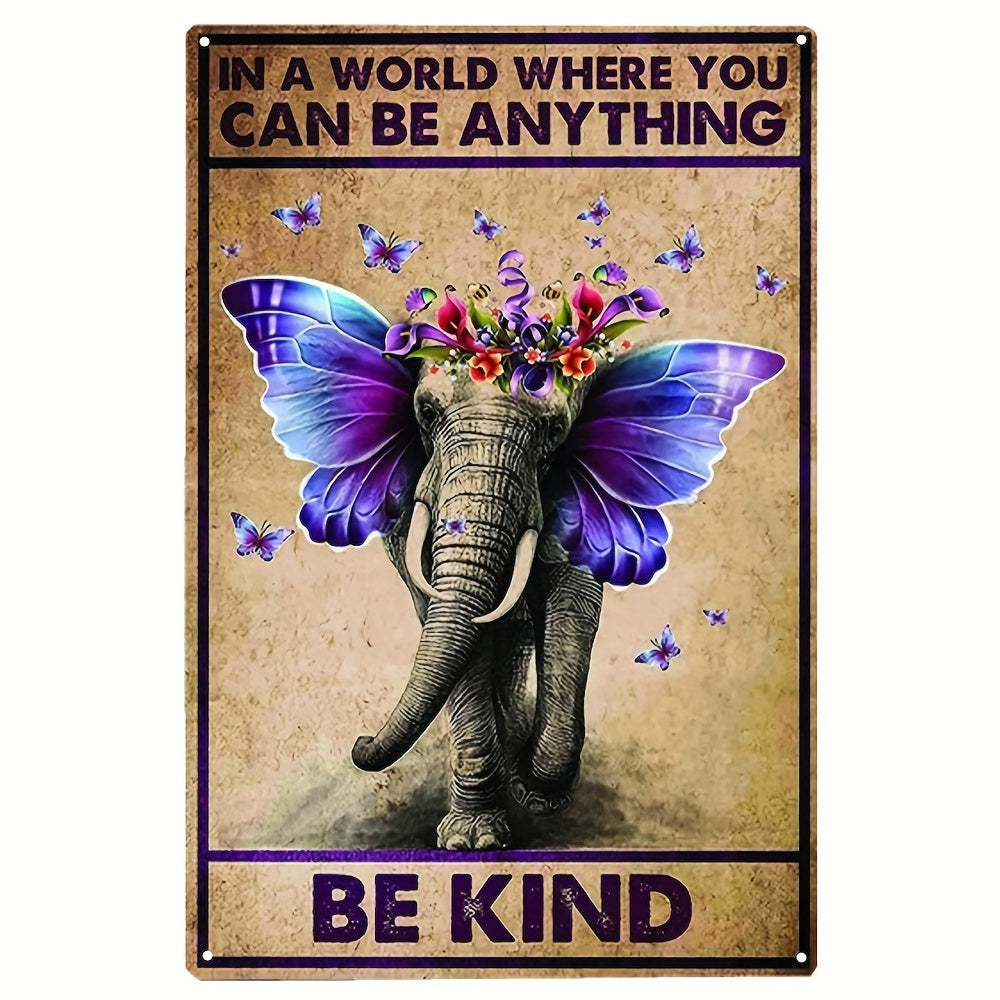 Vintage Elephant Butterfly Poster Be Kind Garden Yard Signs