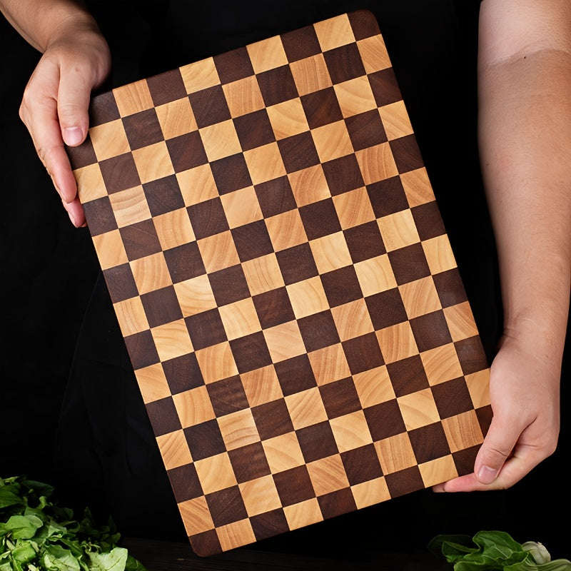 Rectangular End Grain Rubber Wood Cutting Board, Thick & Reversible