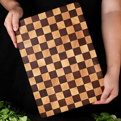Rectangular End Grain Rubber Wood Cutting Board, Thick & Reversible