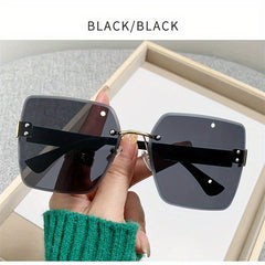 Square Rimless Sunglasses Gradient UV400 Sun Shades Summer Travel