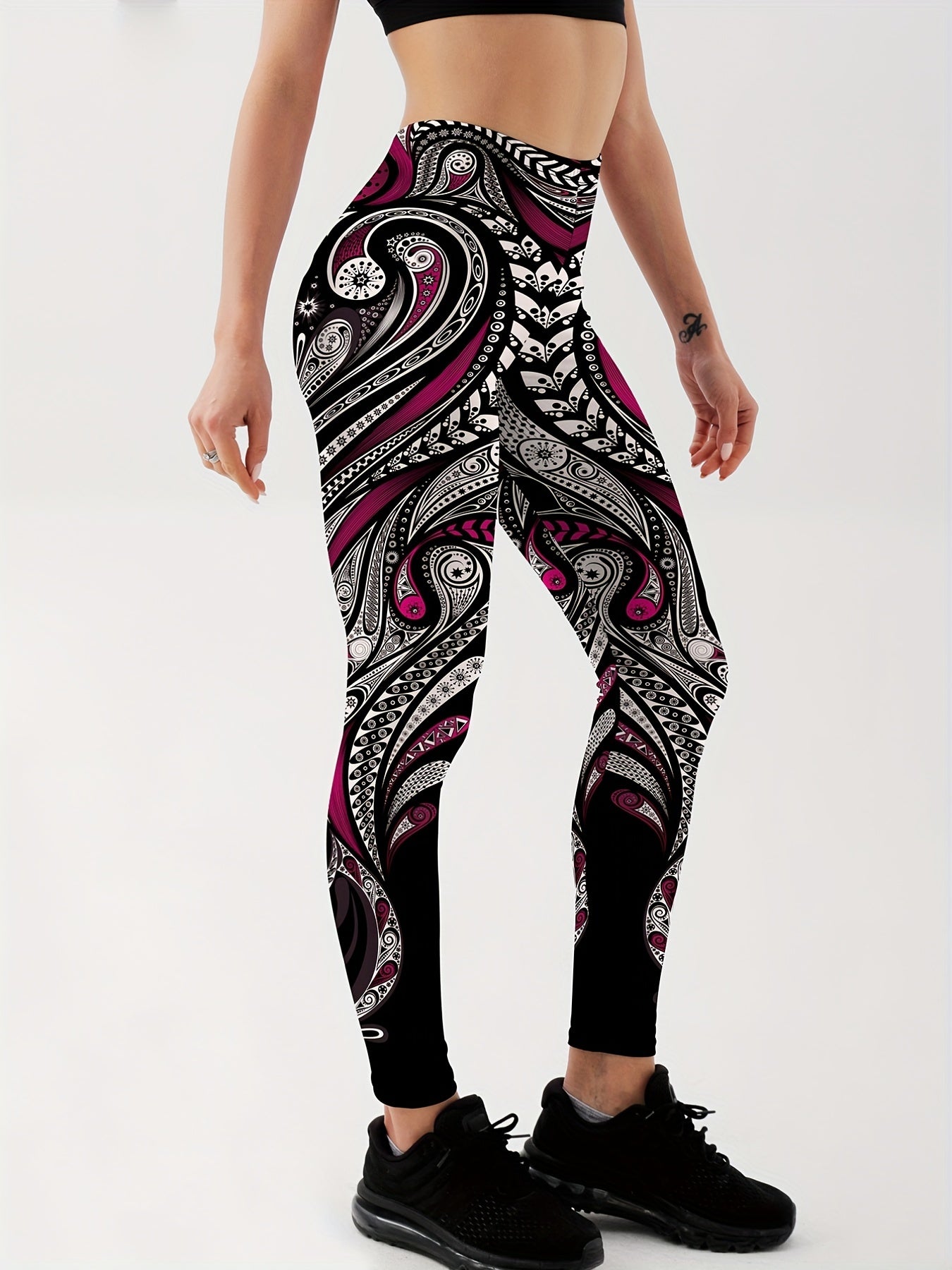 Paisley Graphic Sports Leggings for Women