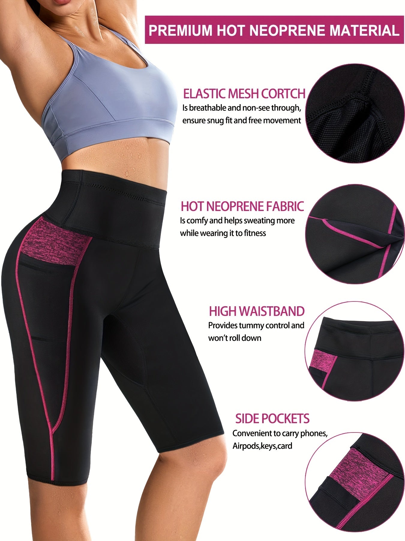 Women's High Waist Sauna Sweat Leggings Weight Loss Workout Pants