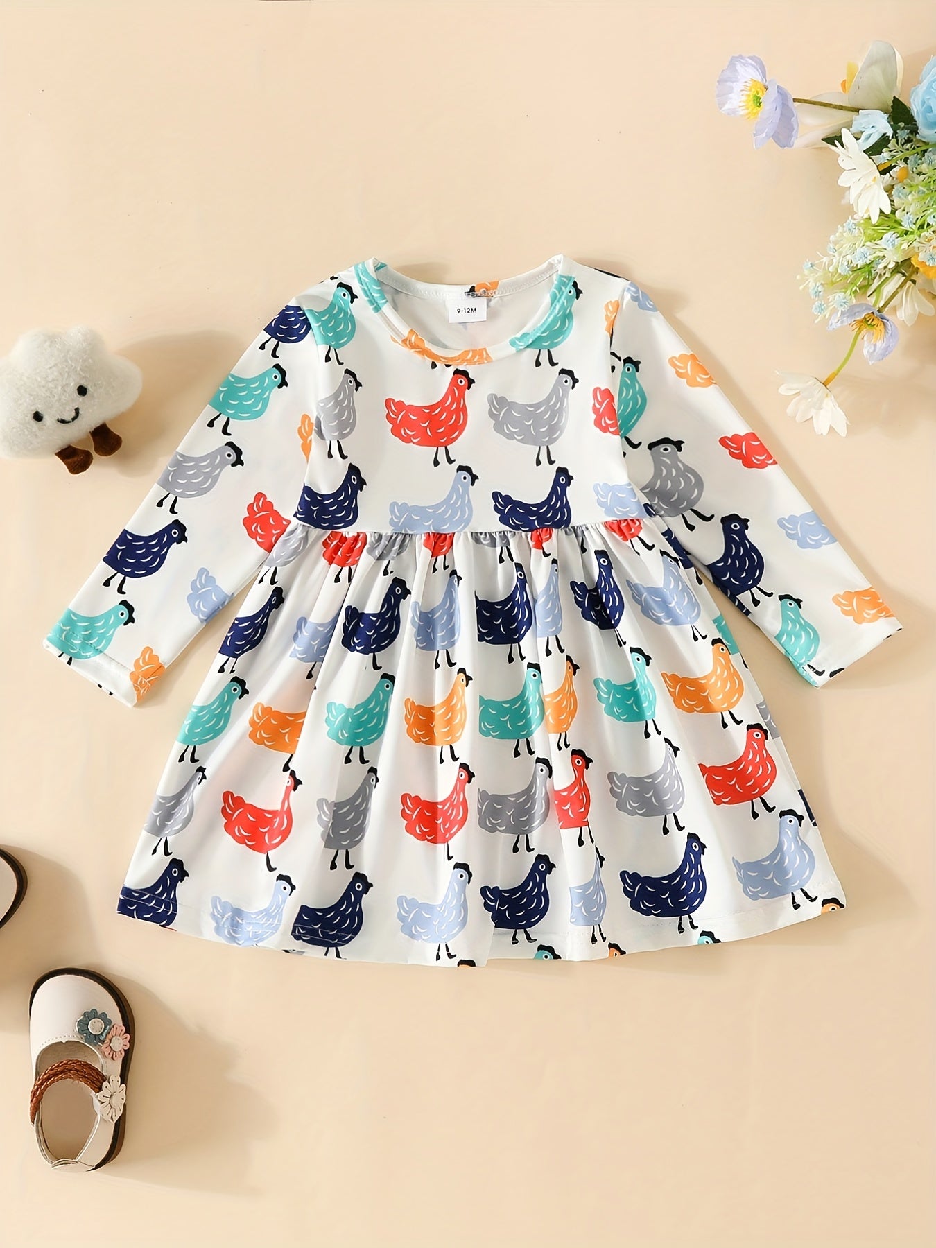Baby Cartoon Graphic Long Sleeve Dress