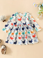 Baby Cartoon Graphic Long Sleeve Dress