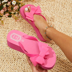 Women's Platform Wedge Flip Flops Bowknot Slides