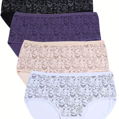 4 Pack Women's Plus Paisley Print Medium Stretch Underwear Set