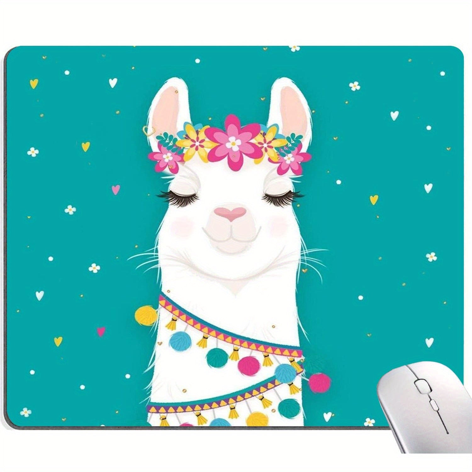 Alpaca Mouse Pad Girly Animal Waterproof Non Slip Rubber Base