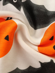 Halloween Pumpkin Bat Print Boys Sweatshirt Long Sleeve Crew Neck
