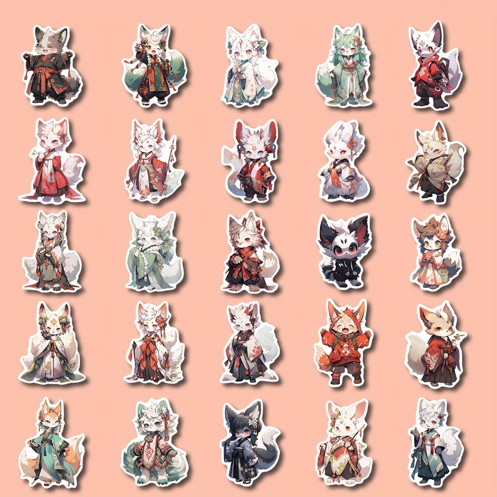 53pcs Fox Animals Stickers Pack For Kids Laptop Luggage Notebook
