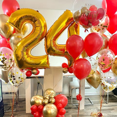 120pcs Red Golden Confetti Latex Balloons 12in Set Party Decoration Supplies