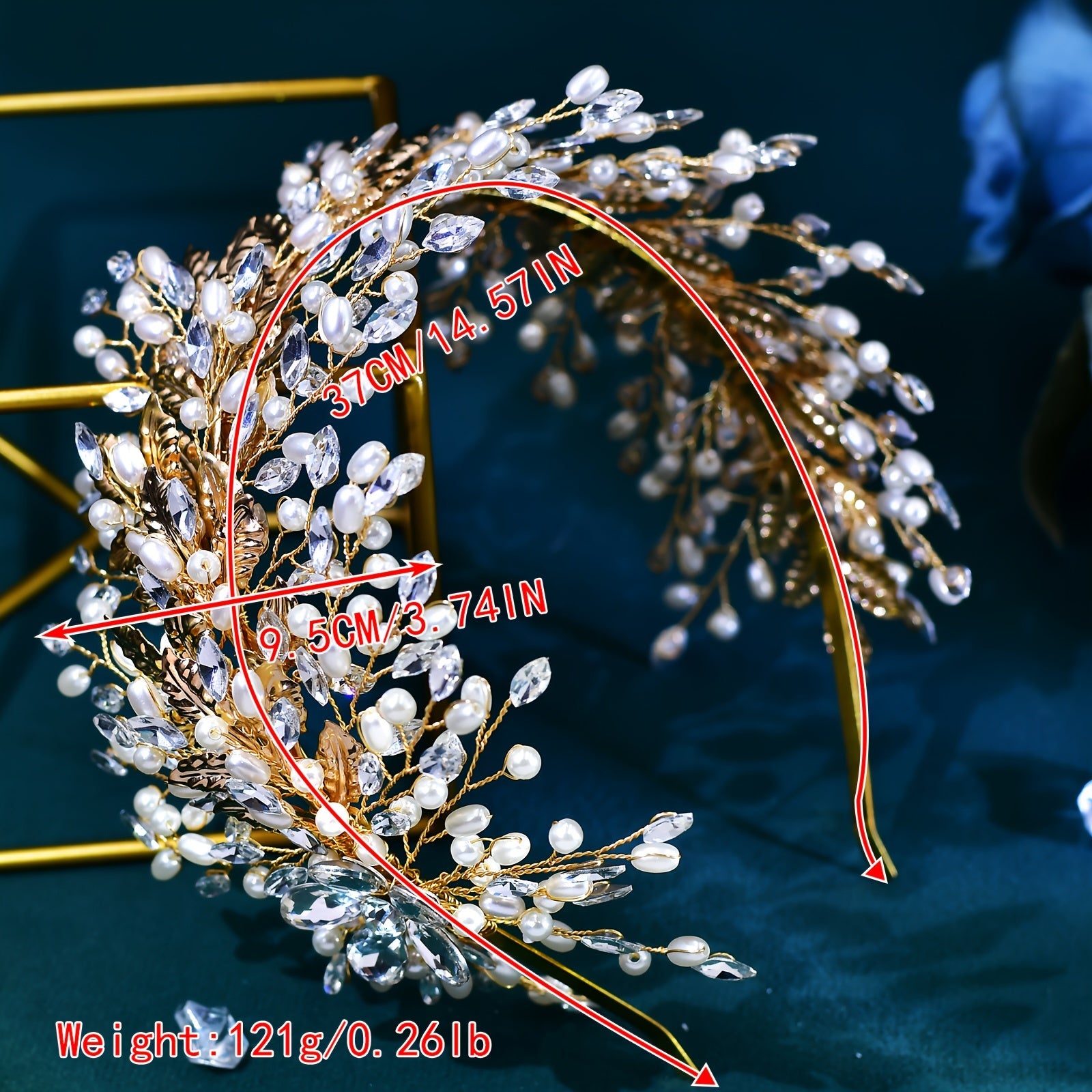 Golden Leaves Rhinestone Bridal Hairband Wedding Headdress