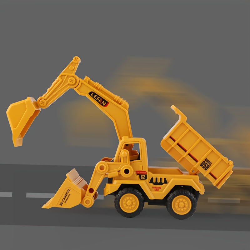 3-in-1 Engineering Vehicle Toy for Kids - Excavator Bulldozer Truck
