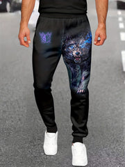 Wolf Pattern Men's Active Pants Stretch Breathable Trousers