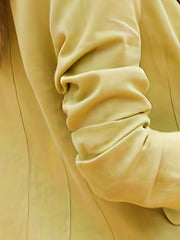 Solid Lapel Collar Single Button Blazer Casual Pocket Long Sleeve Blazer