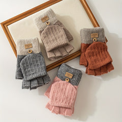 Meromibe Winter Warm Knitted Half Finger Gloves For Women