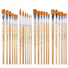 6pcs Wooden Handle Nylon Brush Set for Painting Crafts
