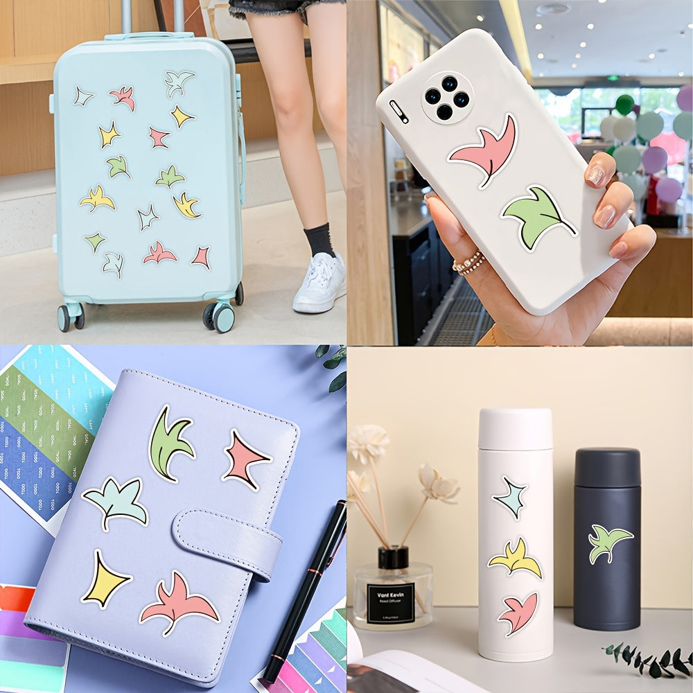 60pcs Leaves Vinyl Stickers Set Colorful Back To School Dorm Wall Room DIY Kit