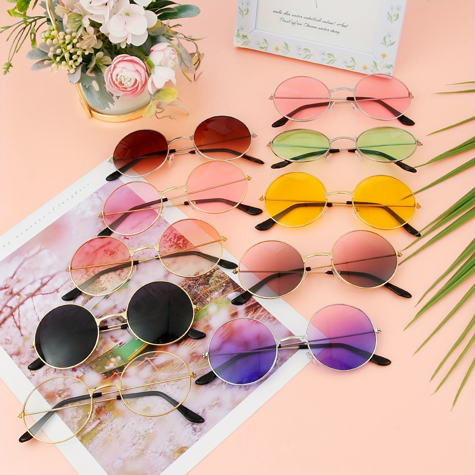 10 Pairs Kids Round Frame Sunglasses UV Protection Sunshade