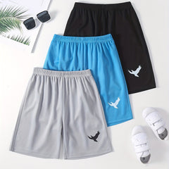 3pcs Eagle Print Boys Comfortable Creative Shorts For Summer