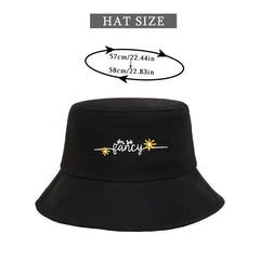Embroidered Daisy Wide Brim Bucket Hat