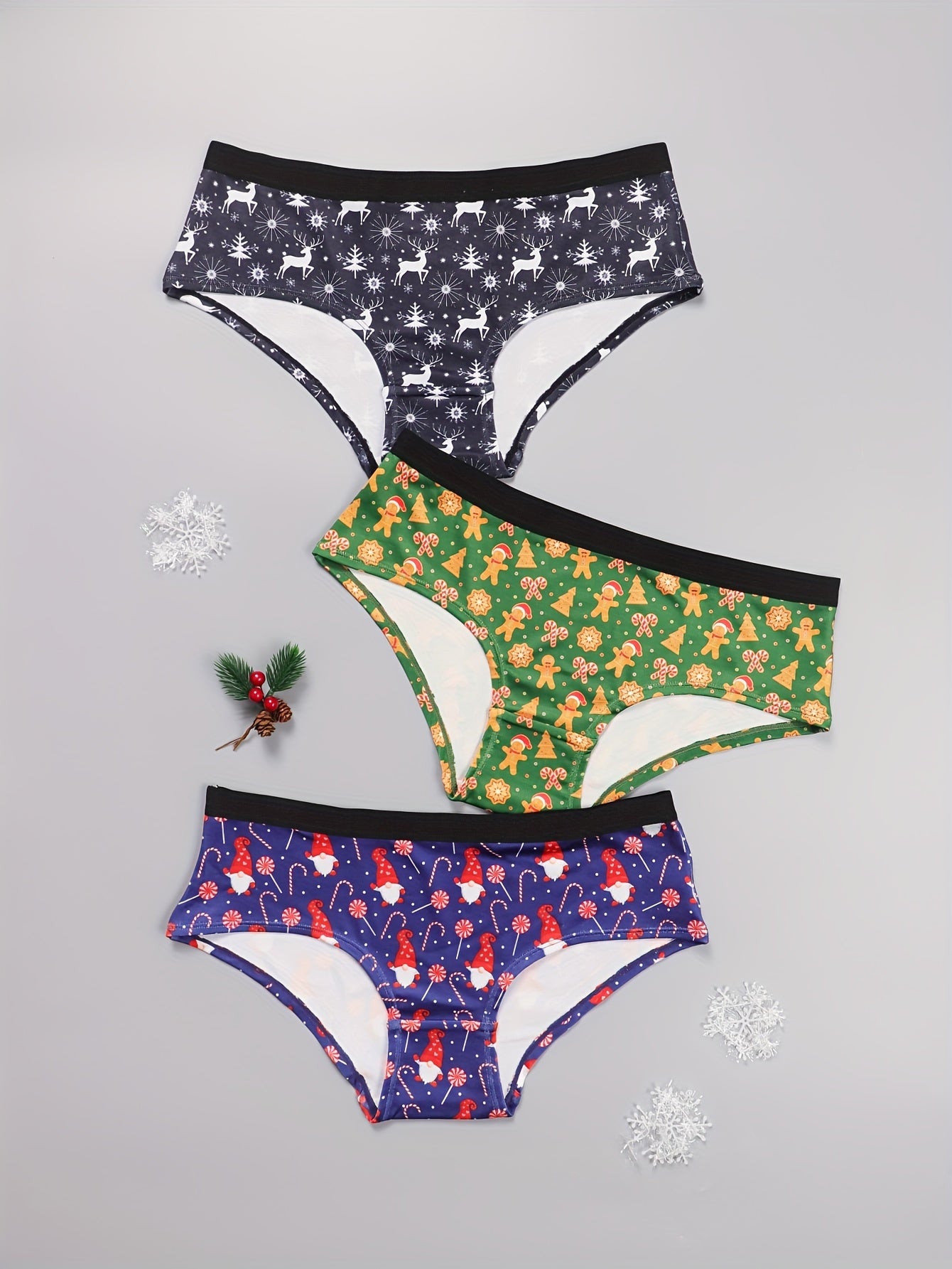 3 Pack Plus Size Christmas Panties Set Women's Plus Size