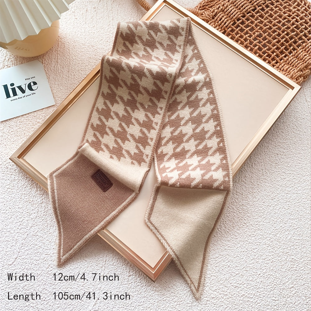 Houndstooth Knit Neck Scarf Art Print Scarf