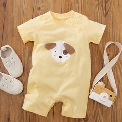 Baby Boys Dog Print Short Sleeve Romper