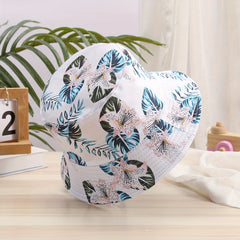 Flower Print Bucket Hat Sunscreen Fisherman Cap Lightweight Reversible
