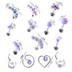 Opal Tragus Nose Ring Surgical Steel Cartilage Piercing
