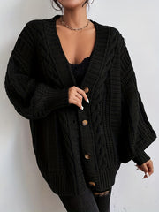 Cable Knit Lantern Sleeve Cardigan