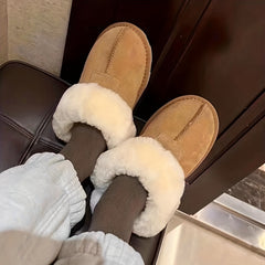Plush Lined Slippers Cozy Slip On Shoes Soft Fur House Slippers