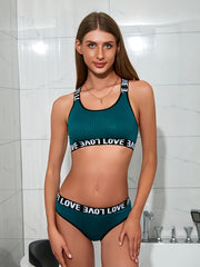 Criss Cross Back Bra & Ribbed Panties Set