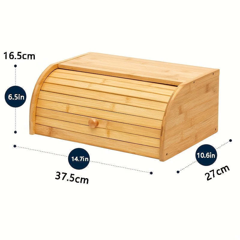 Bamboo Bread Box Bread Storage Organizer Large Capacity Natural Bamboo