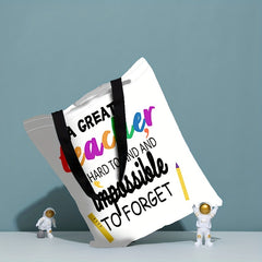 Stylish Letters Print Canvas Bag Lightweight Shoulder Bag For Teacher's