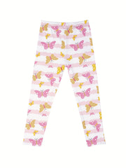 3pcs Girls Cartoon Unicorn And Butterfly Tie Dye Athletic Leggings