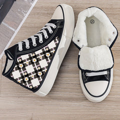 Girl's Floral High Top Skate Shoes with Plush Lining