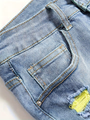 Men's Ripped Denim Shorts Loose Fit Distressed Summer Street Style