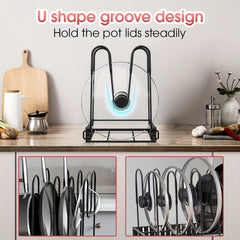 8-Tier Pot Rack for Kitchen Storage, Lid Holders, Pan Rack