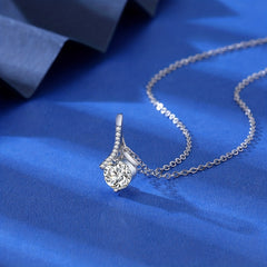 Water Drop Zirconia Necklace with Text Gift Card